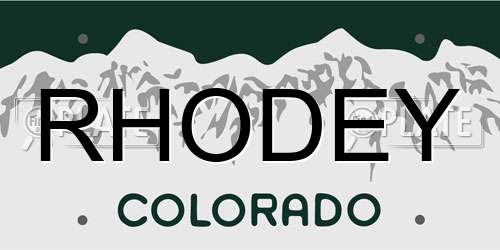 RHODEY Colorado License Plate