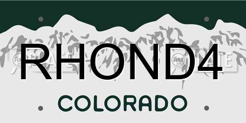 RHOND4 Colorado License Plate