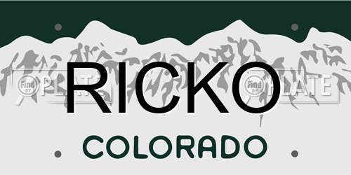 RICKO Colorado License Plate