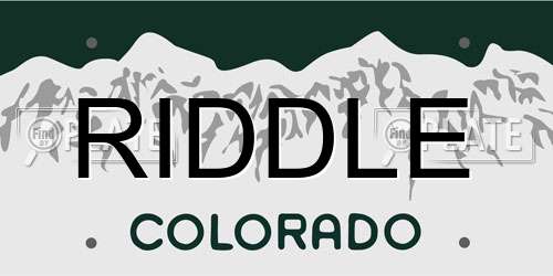RIDDLE Colorado License Plate