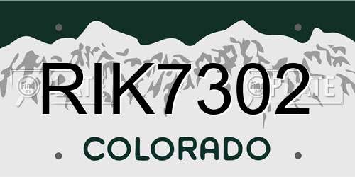 RIK7302 Colorado License Plate