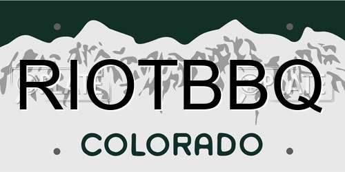 RIOTBBQ Colorado License Plate