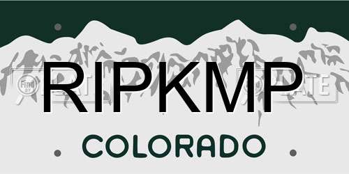 RIPKMP Colorado License Plate