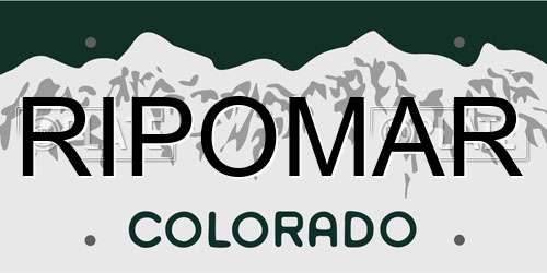 RIPOMAR Colorado License Plate