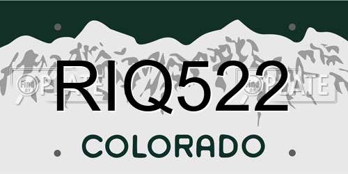 RIQ522 Colorado License Plate