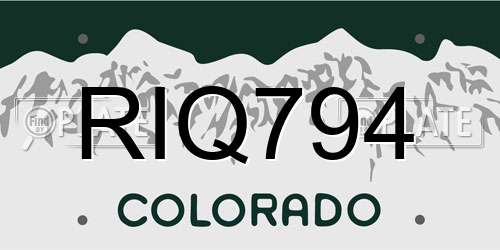 RIQ794 Colorado License Plate
