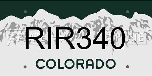 RIR340 Colorado License Plate