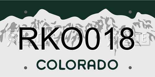 RKO018 Colorado License Plate