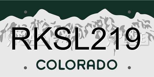 RKSL219 Colorado License Plate