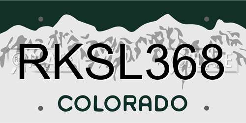 RKSL368 Colorado License Plate