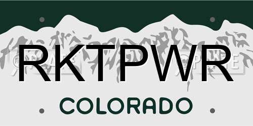 RKTPWR Colorado License Plate