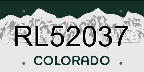 RL52037 Colorado License Plate