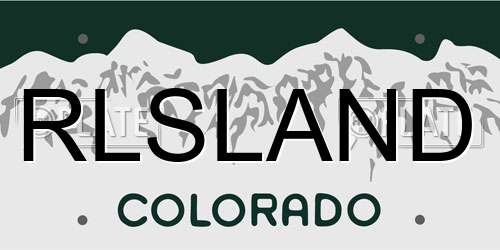 RLSLAND Colorado License Plate