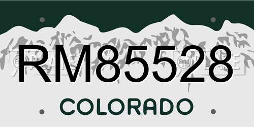 RM85528 Colorado License Plate