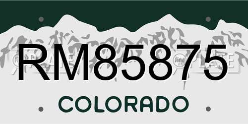 RM85875 Colorado License Plate