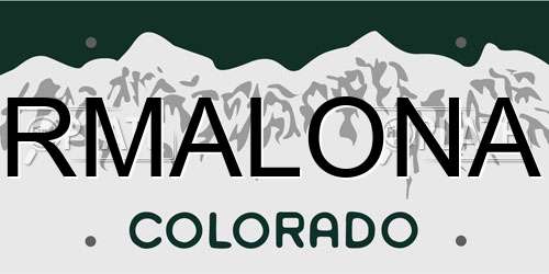 RMALONA Colorado License Plate