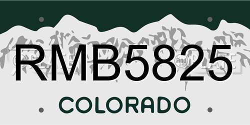 RMB5825 Colorado License Plate