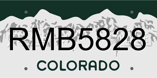 RMB5828 Colorado License Plate