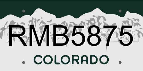RMB5875 Colorado License Plate