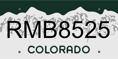 RMB8525 Colorado License Plate
