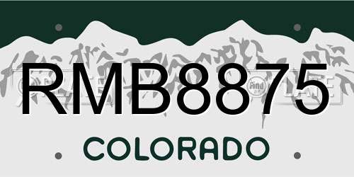 RMB8875 Colorado License Plate