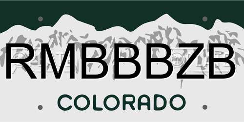 RMBBBZB Colorado License Plate