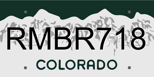 RMBR718 Colorado License Plate