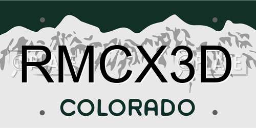 RMCX3D Colorado License Plate