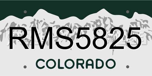 RMS5825 Colorado License Plate