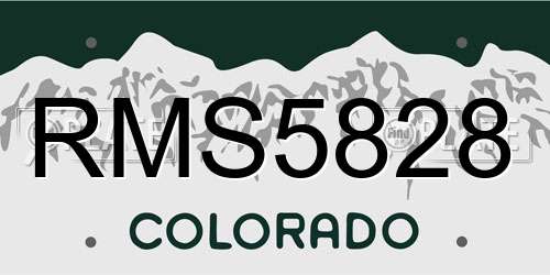 RMS5828 Colorado License Plate