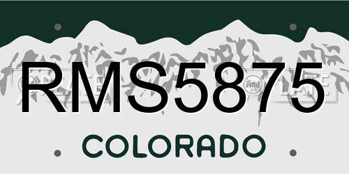 RMS5875 Colorado License Plate