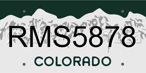 RMS5878 Colorado License Plate