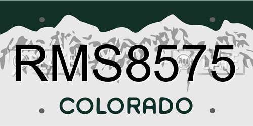 RMS8575 Colorado License Plate