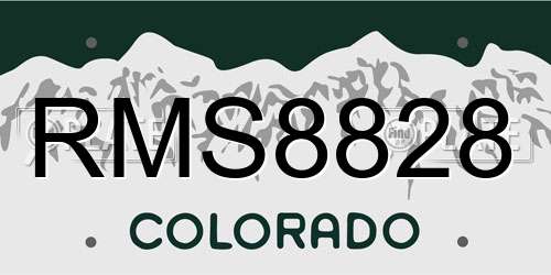 RMS8828 Colorado License Plate