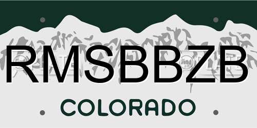 RMSBBZB Colorado License Plate