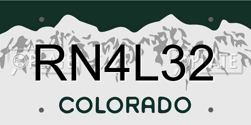 RN4L32 Colorado License Plate