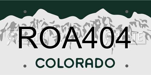ROA404 Colorado License Plate