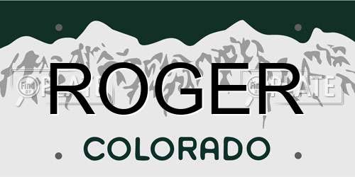ROGER Colorado License Plate