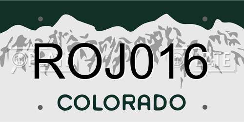 ROJ016 Colorado License Plate