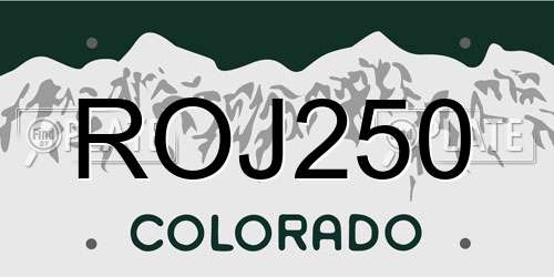 ROJ250 Colorado License Plate
