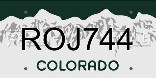 ROJ744 Colorado License Plate