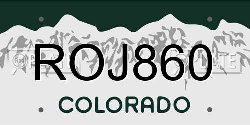 ROJ860 Colorado License Plate