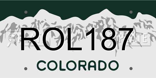 ROL187 Colorado License Plate