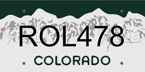 ROL478 Colorado License Plate