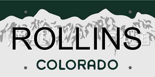 ROLLINS Colorado License Plate