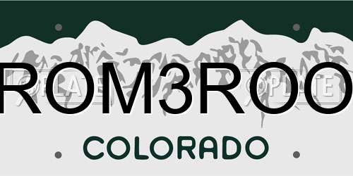 ROM3ROO Colorado License Plate
