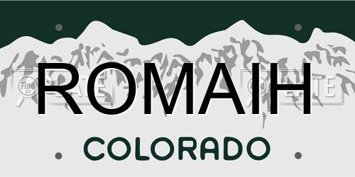 ROMAIH Colorado License Plate