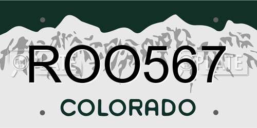 ROO567 Colorado License Plate