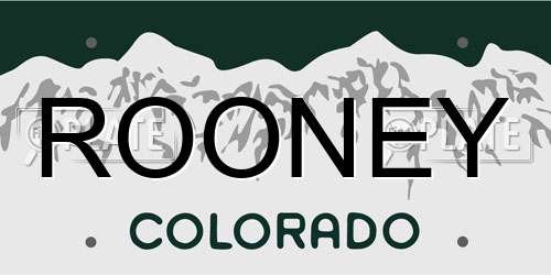 ROONEY Colorado License Plate