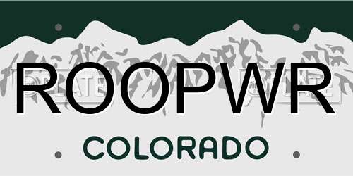 ROOPWR Colorado License Plate